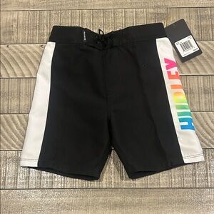 Hurley Kids Swim Trunks - Black with Rainbow Logo